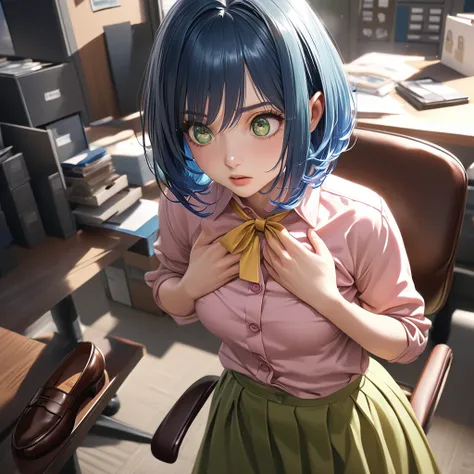 best quality,masterpiece,uncensored,prefect lighting,very aesthetic,anime,Ultra detailed,8k,(realistic:0.5),highly detailed,physics-based rendering,cinematic lighting,dynamic angle,illustration,break,(Hiromi Tamachi:1.3),1 girl ,blue hair,(very short hair:...