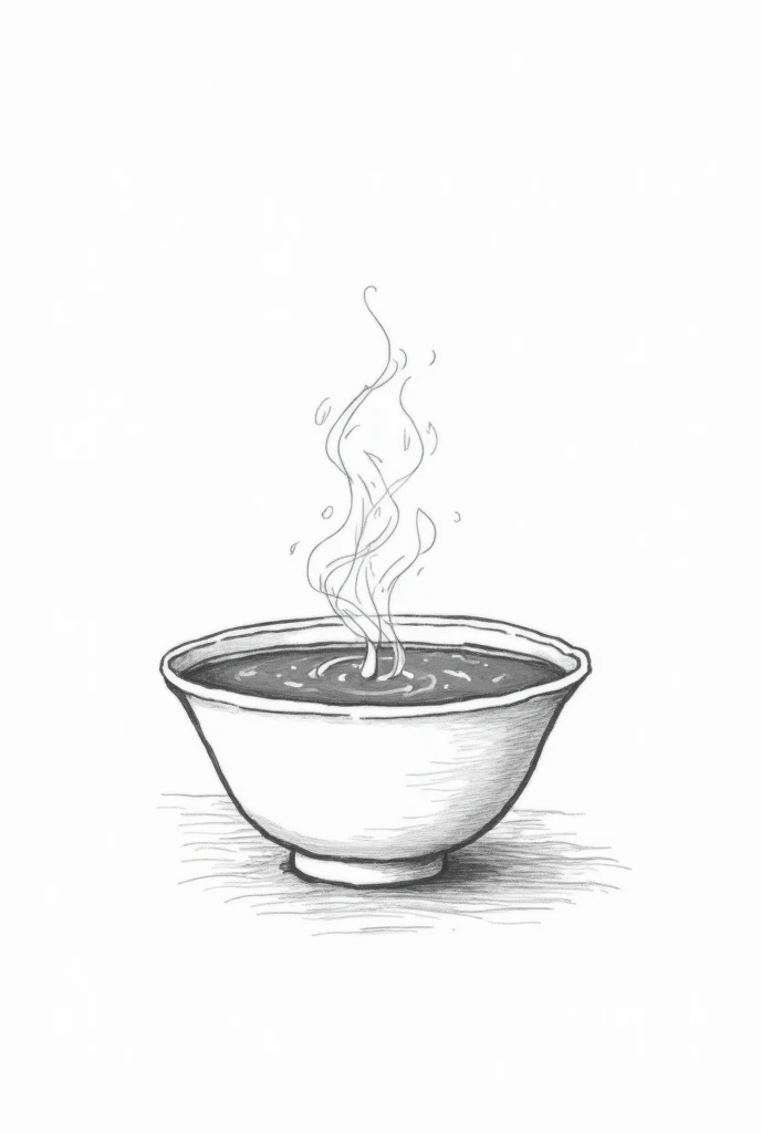 There is bowl of tomato soup, black and white line drawing, 1899.