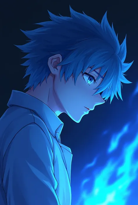 Blue fire sad boy anime baddas
