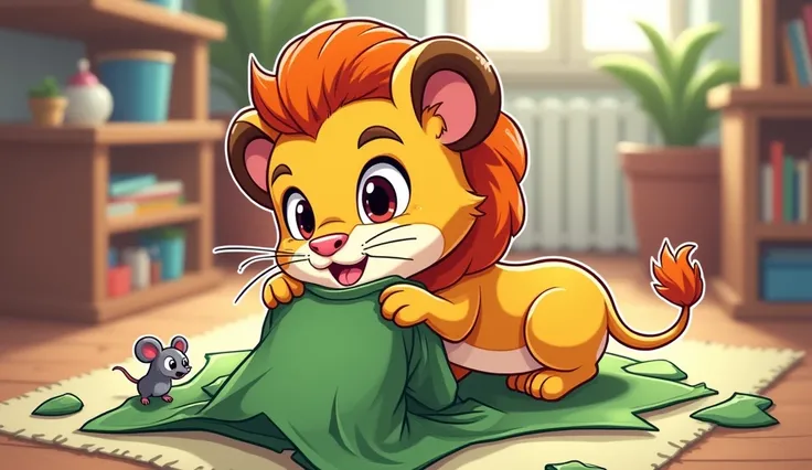 Animal little lion quotes  cartoon style और अगले दिन देखा है कि उसकी फटी हुई ग्रीन शर्ट चूहे ने काट दी थी जो की कमरे में  जमीन पर पड़ी थी 