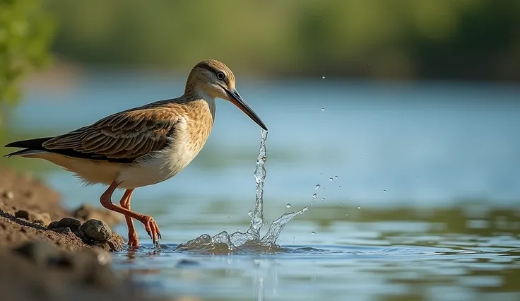 She kept going back and forth to the river, carrying water in her beak."