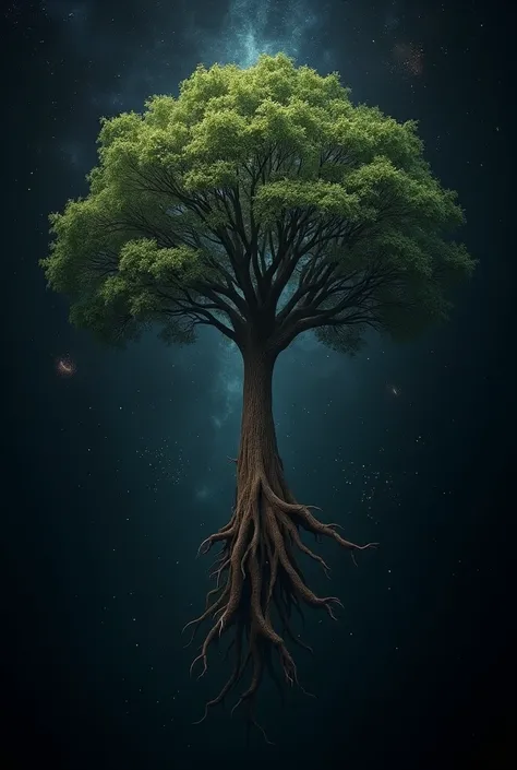 A tree in space, high resolution, dreamy