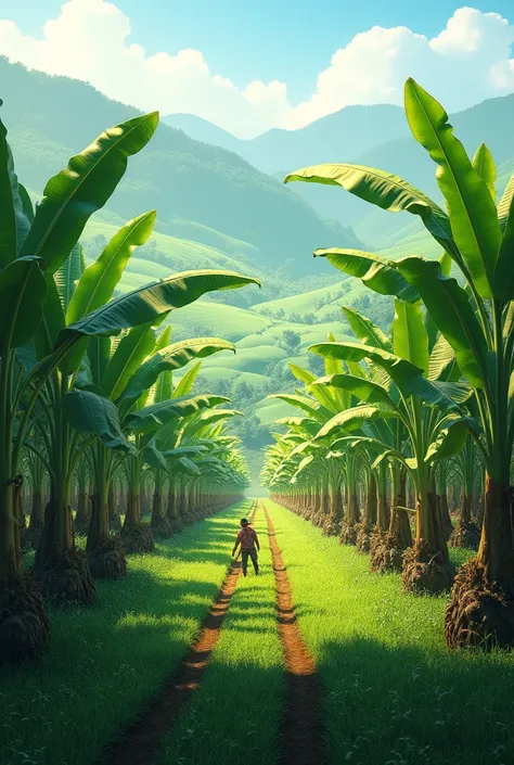 Aesthetic picture of farm planting banana