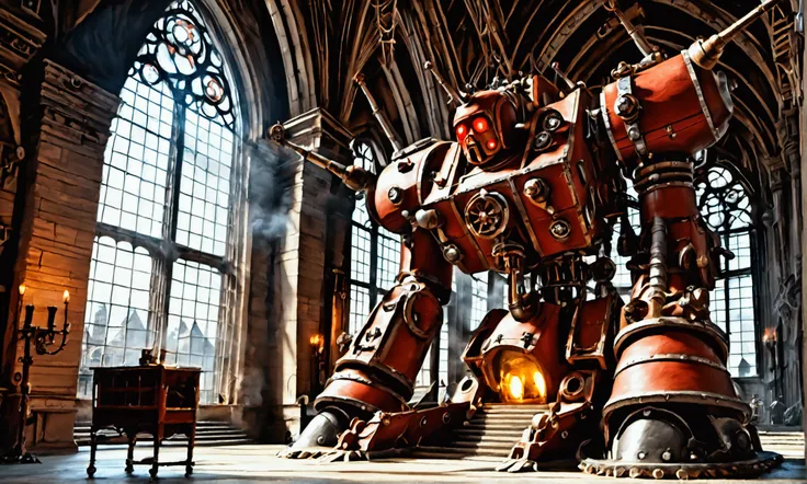 a warhammer 40k mechanicus temple to the omnissiah, gothic city, steampunk, pristine temple with bronze gears and stained glass, (best quality,4k,8k,highres,masterpiece:1.2),ultra-detailed,(realistic,photorealistic,photo-realistic:1.37),intricate details,c...