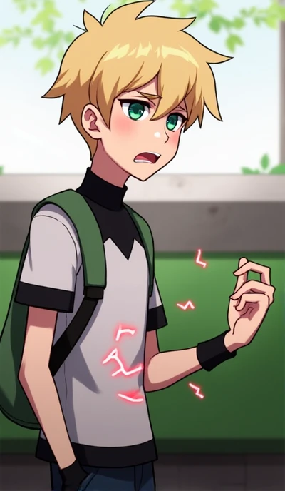 Create Photo of boy 2d Adrien agreste as hungry and stomach growling