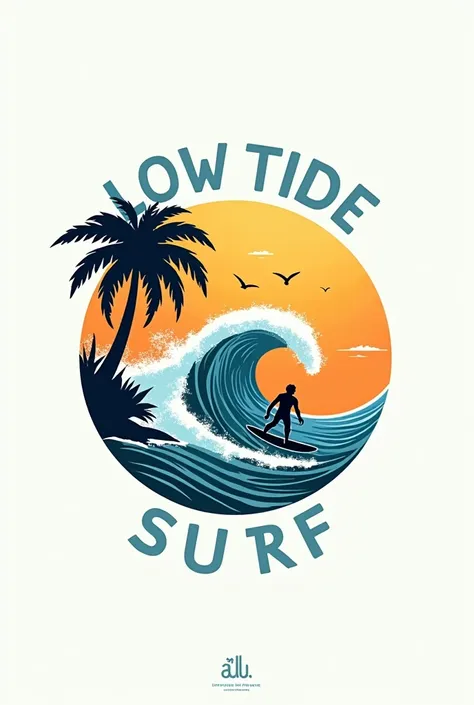 Circle Surfing logo named low tide surf with coconut tree 
 Show me more