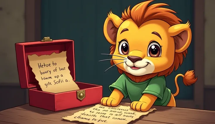 Animal little lion quotes green tshirt cartoon style पुराने समय के रेड बॉक्स में से एक  पेपर निकला जिस पर लिखा था सोफिया नाम की लड़की को मारो नहीं तो तुम्हारे पापा इंजर्ड हो जाएंगे