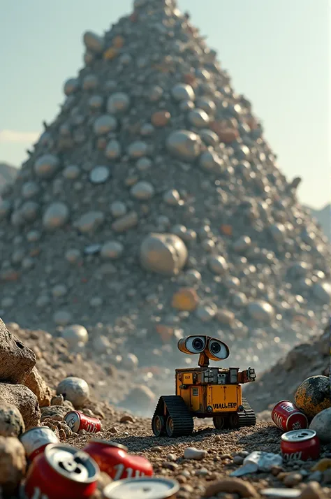 Pike of garbage background with  Wall-E