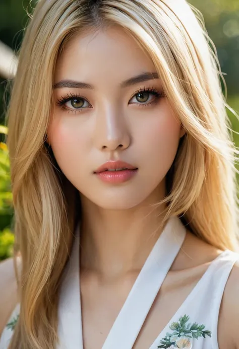 ((best quality)), ((masterpiece)), (detailed), japanese young dyed blond long hair, stunningly beautiful appearance, black eyes, mongolian eyes, long eye lashes,  highly detailed face, beautiful artwork illustration, (portrait composition:1.3), low key, sh...