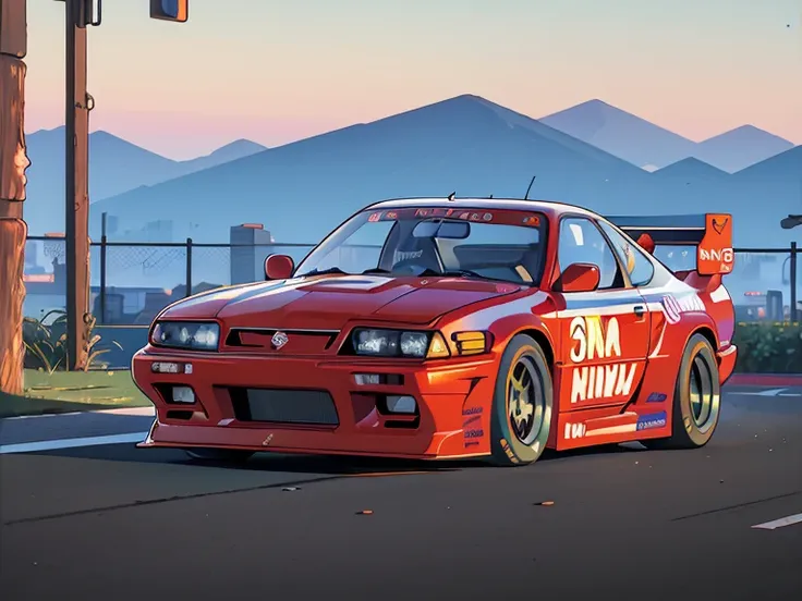 ((masterpiece,best quality))，(1990s)，very detailed，4k，high resolution，cinematic，nissan skyline race car，cyberpunk，vehicle focus，...