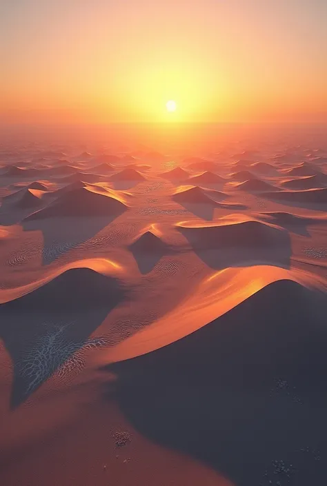 Aerial view of Lut desert at sunrise