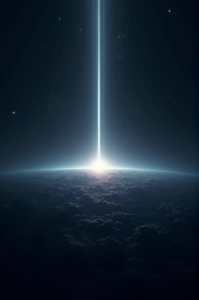 Light passes through space horizontally.
