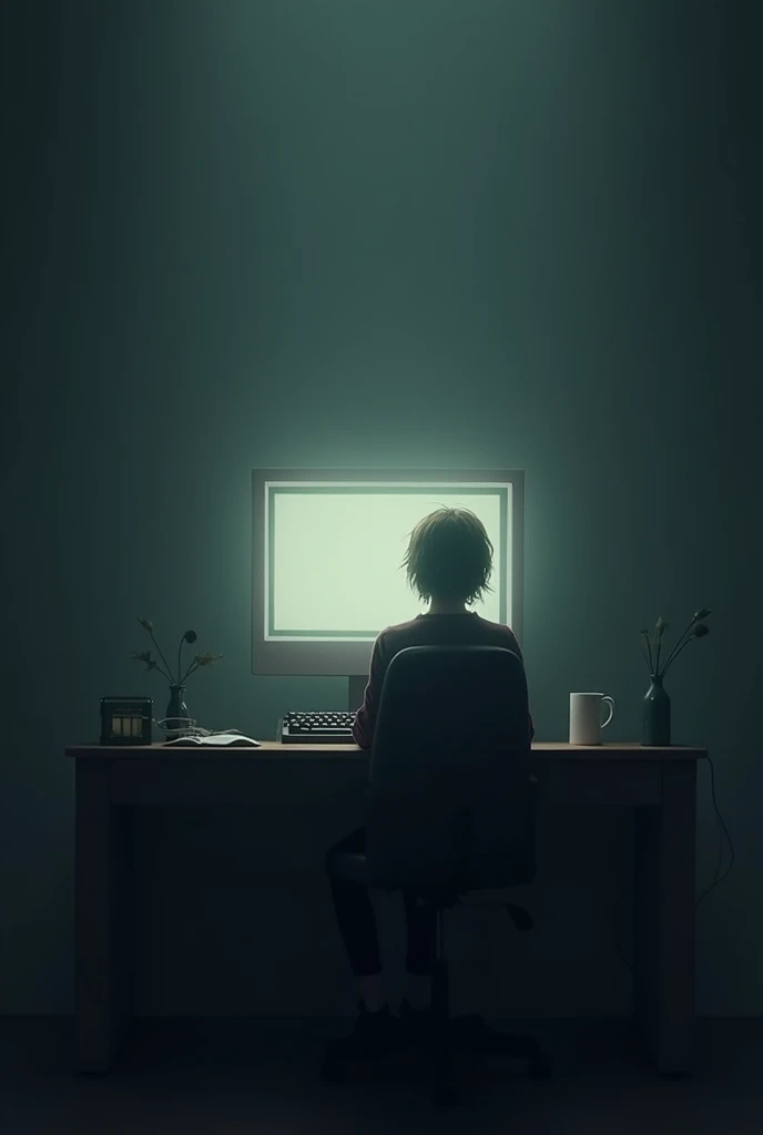 "A screen with the soft sound of a typewriter. The keys click softly and rhythmically in the background, echoing in a quiet room. The mood is calm yet mysterious, suggesting the start of an untold story."