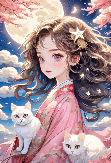 hand-drawn style：粗糙的texture，1 boy，1 girl，beautiful face，long fluffy hair，surprise hairstyle，big eyes，bright eyes，delicate eyelas...