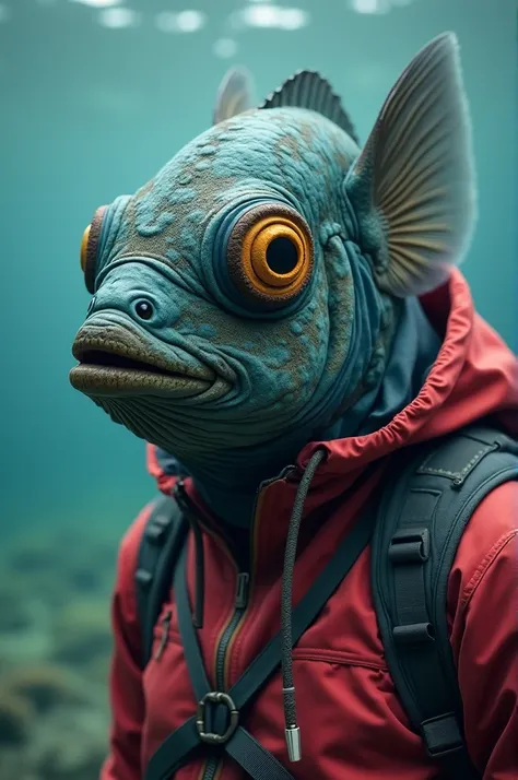 Fish wearing skii mask