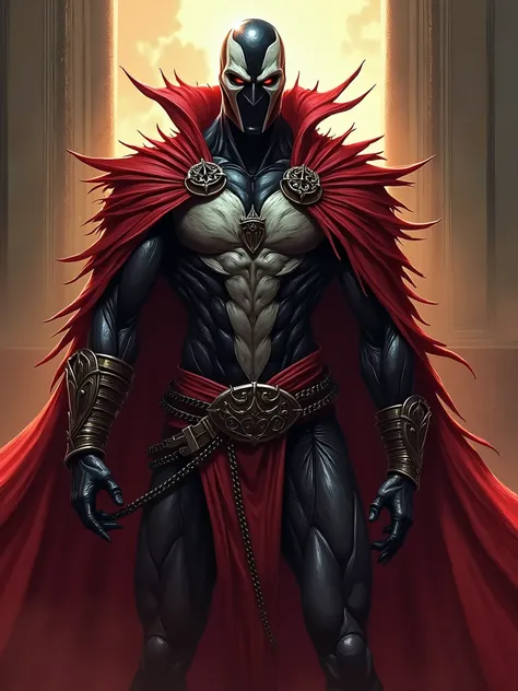 A detailed digital art depiction of **Spawn**, the hell soldier, in the **CBZBB style**. The artwork reflects current **trends on ArtStation**, showcasing dynamic poses and intricate textures. Spawn is presented with a powerful presence, featuring his sign...