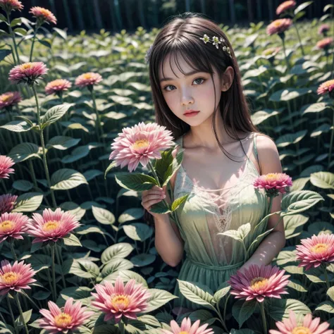 Solo, young, girl, flowers, pretty, 8k, hd