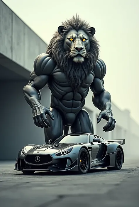 Combination of car and lion