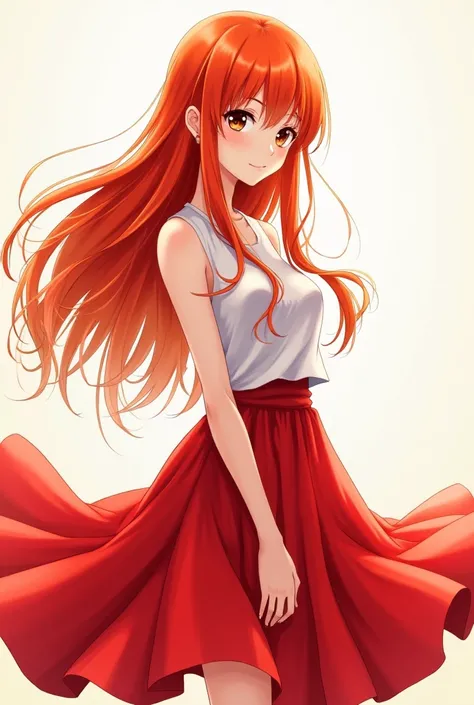 Anime woman red skirt 