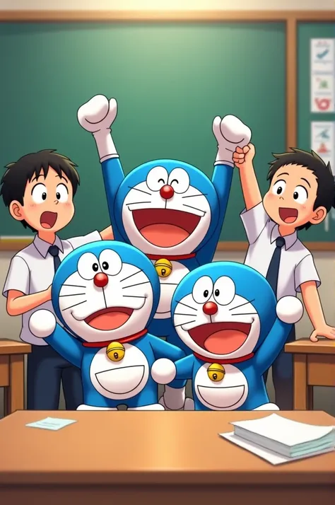 Doremon and Nobita beat shizuka in classroom 