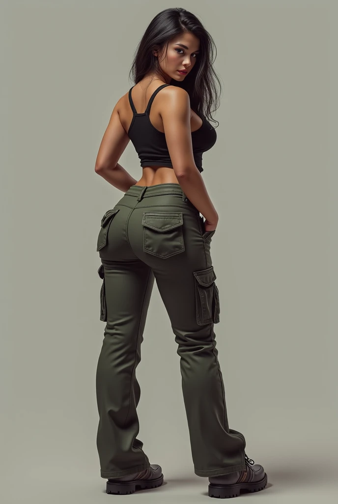 Sexy woman with hot ass in cargo pants