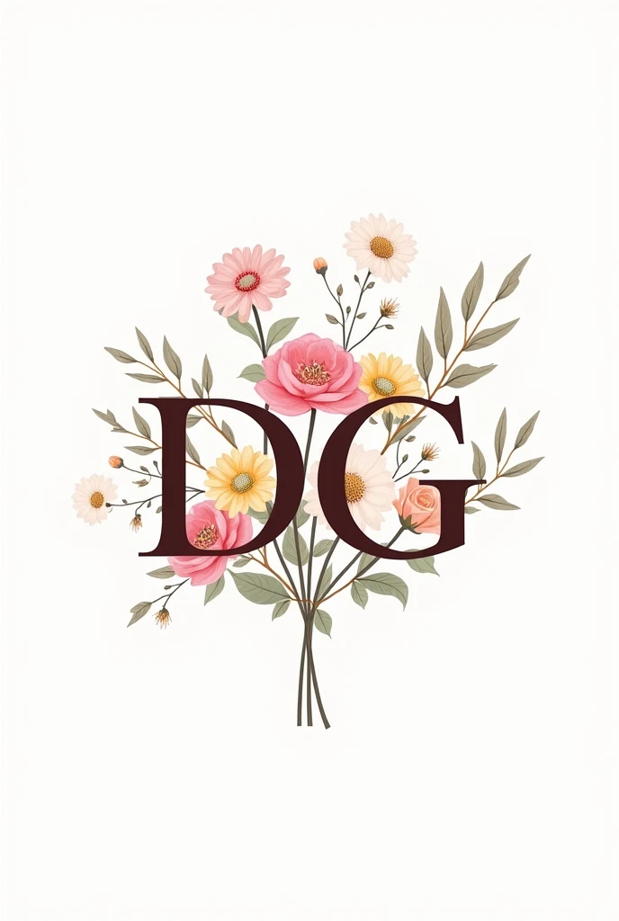 Create a logo for my clothing store that is represented by flowers and the letters DG below.