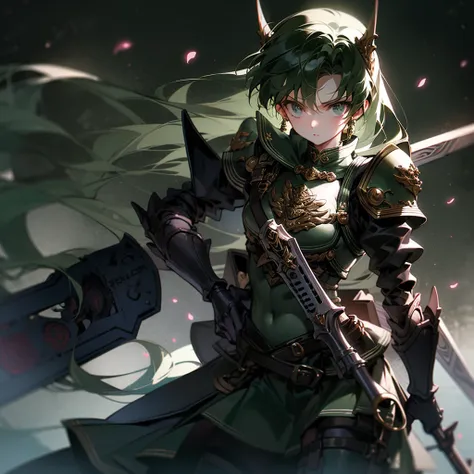 最high quality、high quality、leather clothing and skirts、dark green armor、girl adventurer、equipped with a dagger and a leather shi...