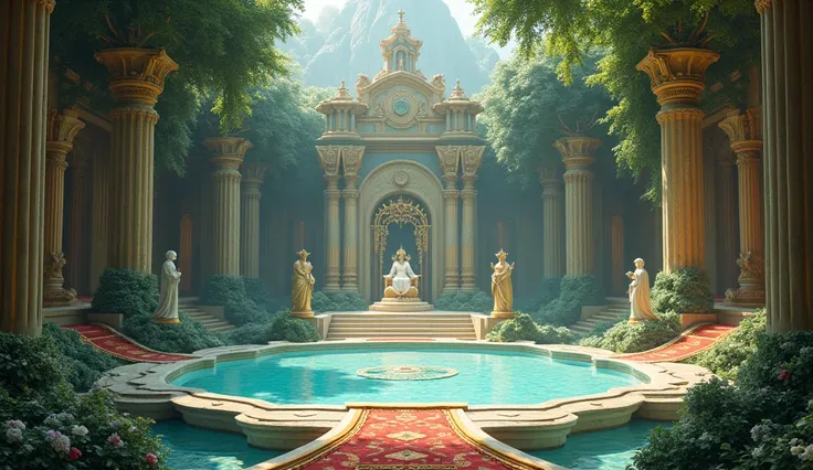 Grand Hall: Upon entering, you are greeted by a grand hall with a ceiling so high it seems to touch the stars. The floor is made of polished marble, and the walls are lined with tapestries depicting the tales of gods and heroes.
Throne Room: At the heart o...