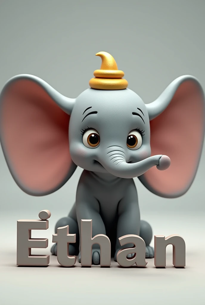 Dumbo personnage de Disney en 3D en ajoutant le Prenom "ÉTHAN" en 3D 