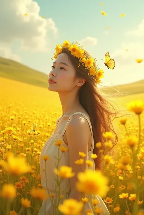 Girl with yellow flowers 