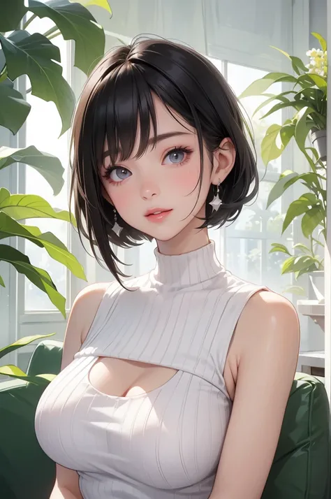 (Face Up Shot:1.4、Close-up)、(White sleeveless knit、White tight knit、ぴちぴちのWhite sleeveless knit、Big Breasts)、8k、High resolution、超detailed、最high quality、high quality、masterpiece、detailed、High resolution、Anatomically correct、NSFW、Big Breasts、One girl、Age 19、B...