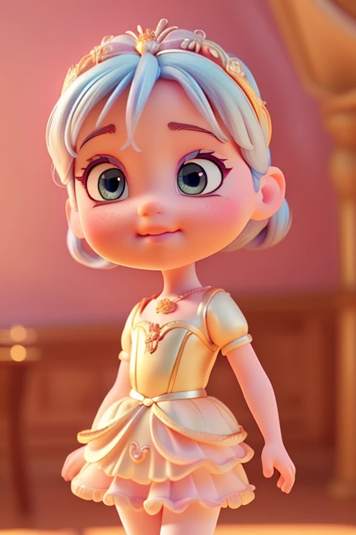 cute baby ballerina in disney pixar style, ballet dancing, beautiful detailed eyes, beautiful detailed lips, extremely detailed eyes and face, long eyelashes, pastel colors, soft lighting, warm color palette, whimsical, fairytale, (best quality,4k,8k,highr...