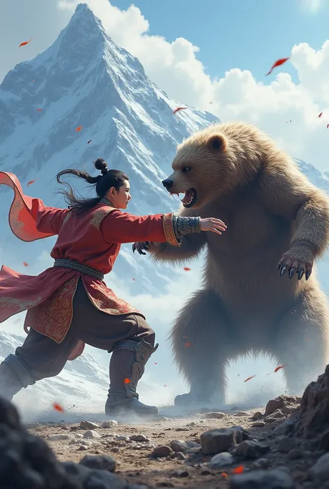 Fight of two exercises of the Qing dynasty, where some men can turn into bears. and 3d