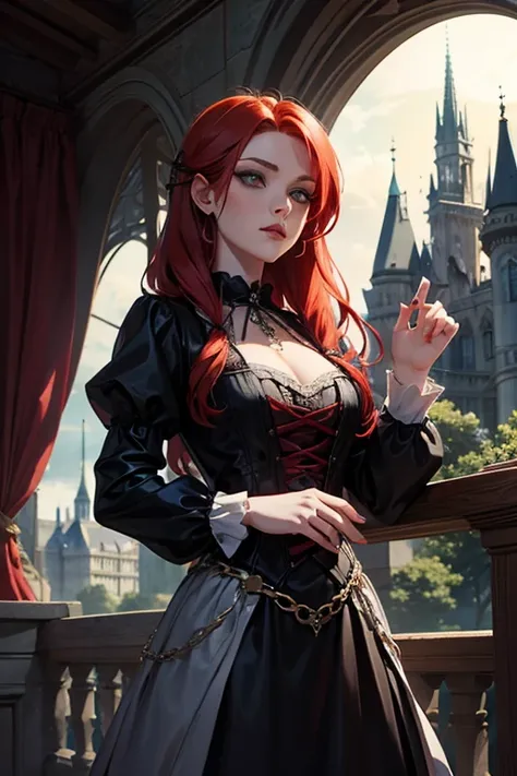 a  gothic modern redheaded singer in a a fairy-tale band