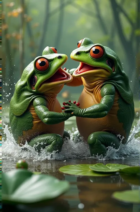 Frogs fight