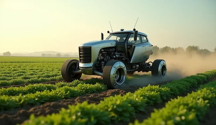 robot worked with incredible speed and efficiency. Plowing,in farm--ar 16:9