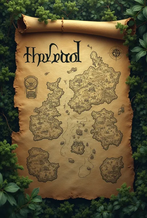  A treasure map with writing "the wood" above