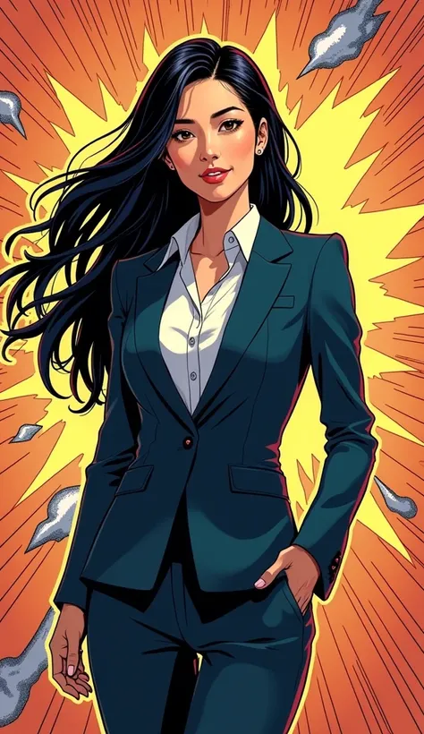 ((American Comics)), Long Hair, woman, suit, thin, Age 25, Japanese