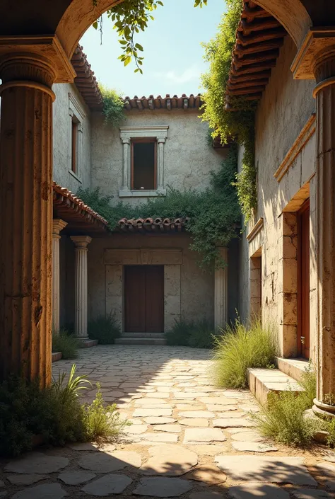 Inside an old and abandoned Greek house in the time of ancient Greece