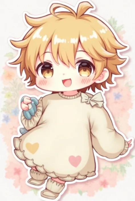 stickers close-ups，There is another photo of a boy on it, a sticker,,,  Cute Anime, Chibi Anime Boy, watercolor Nendoroid, cute anime style, soft anime illustration, anime moe art style, Nice art style, anime chibi, Moe Anime Boy, 