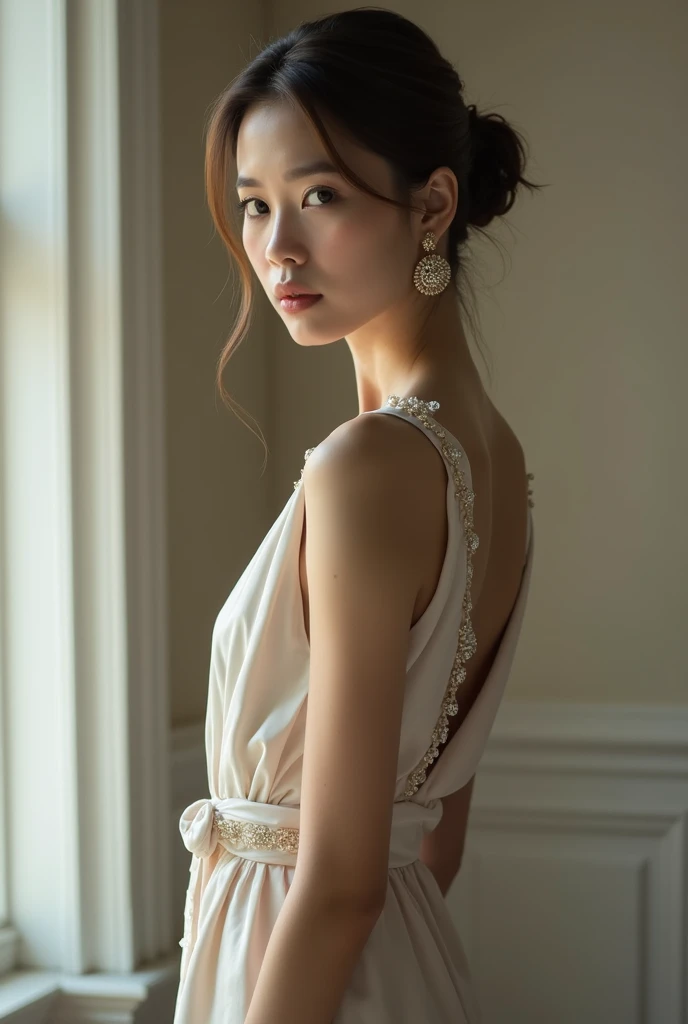 young woman, Model, thin, elegant clothing, Eng