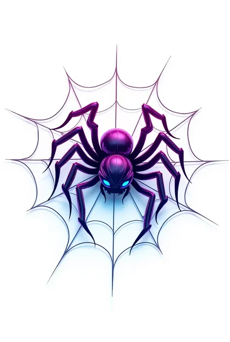 LOGO GAMER SPIDER WITH COLORS PURPLE AND BLUE ON A WEB IN A WHITE BACKGROUND
