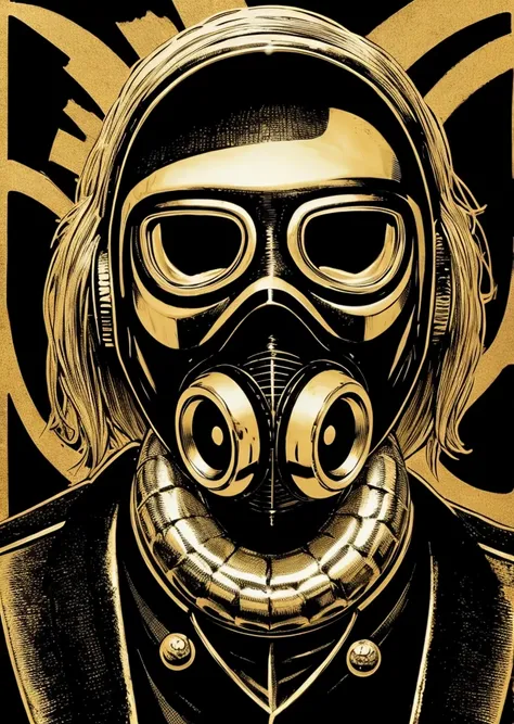 scar,horror,zombie,Charles I of England,gasmask,black & gold background,monochrome,old paint,sport,terrex