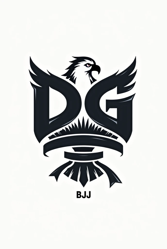 A logo of the letters DG with a black martial arts belt, it&#39;s just bjj down, and an eagle too