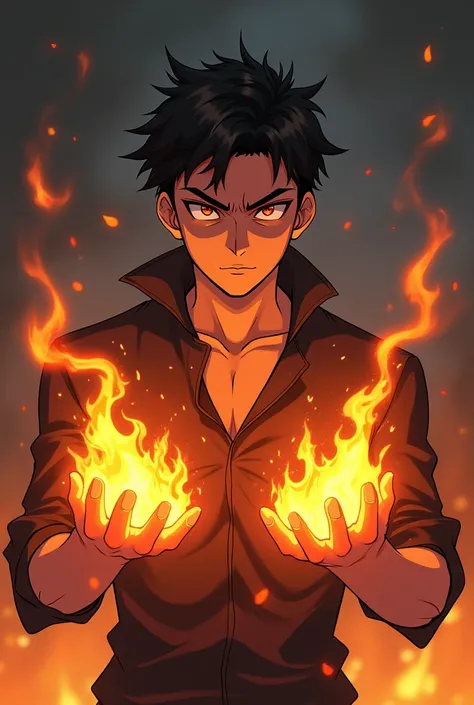 Calum (anime) , a fire manipulator, cracked his knuckles with fire