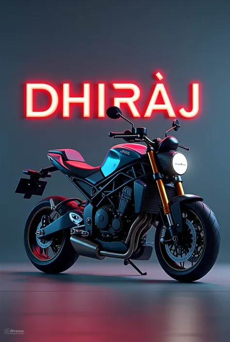 A  3d wallpaper will have Dhiraj writing with  cool bike 