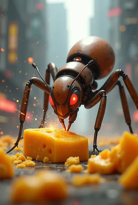 robotic fire ant  fighting for cheese