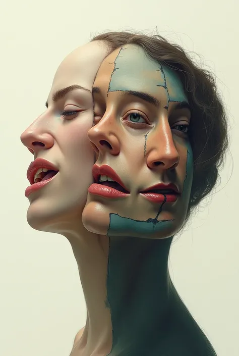 Fragmented portrait: Create a face divided into sections, each showing different emotions or expressions to illustrate the complexity of identity