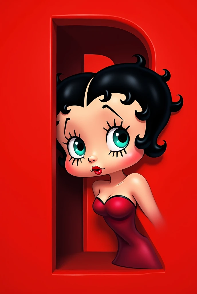 Betty boop with a red R in the background