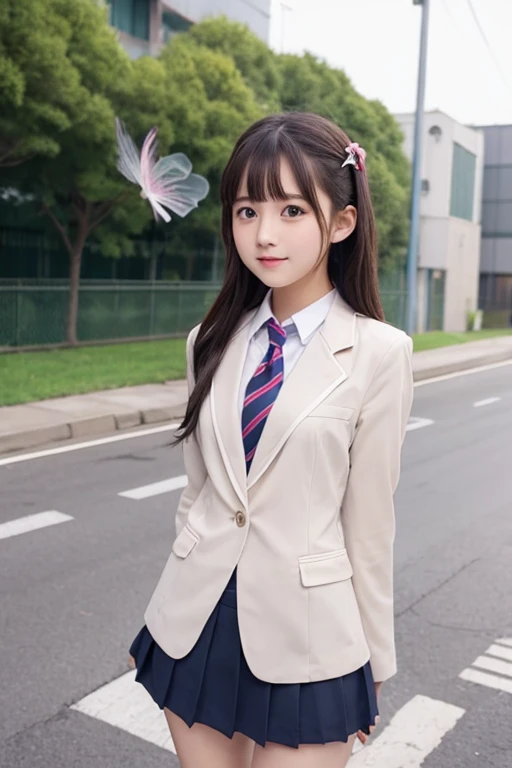 Cute Girls､High school girl､Idol､uniform､blazer､mini skirt､See-through､Fluttering in the wind